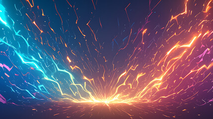 Flowing lightning strike colorful vector illustration