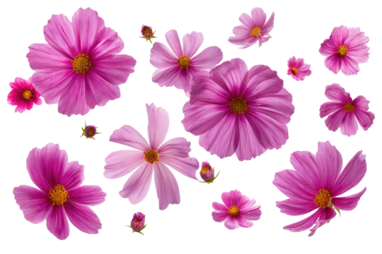 Pink cosmos flowers arranged in a cluster