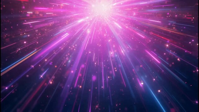 Abstract background of flying through hyper space with glowing particles