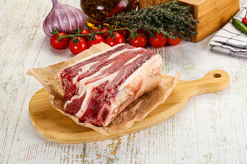 Raw beef ribs for cooking
