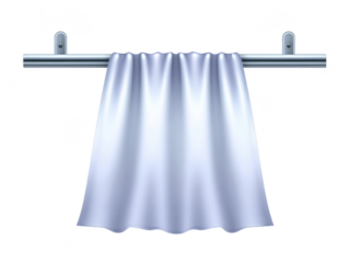 Shiny metal curtain rod with smooth silver curtain hanging, creating modern and elegant look for home or office interior decor, reflecting light softly and adding stylish touch