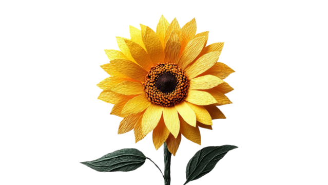 PNG of A vibrant yellow sunflower with a dark center, symbolizing warmth and positivity.