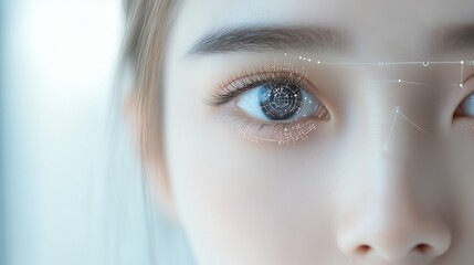 A close-up of an eye with digital overlays represents advanced biometric technology and security. The image highlights innovation, identity verification, and futuristic precision.
