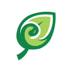 Fototapeta premium Leaf Symbol: A beautifully rendered leaf with an intricate, swirling design in shades of green. Evokes feelings of freshness, growth, and the beauty of nature.