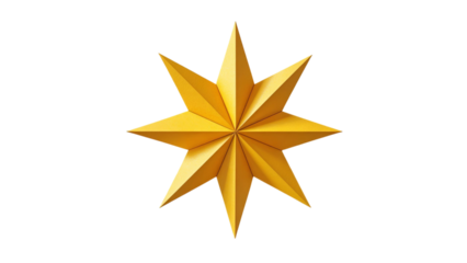 PNG of A vibrant, geometric yellow star, perfectly crafted with sharp edges, creating an eye-catching and playful appearance.