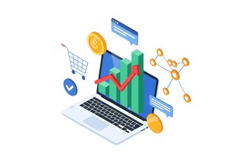 Business growth graph on laptop