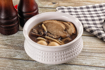 Japanese Ramen soup with duck