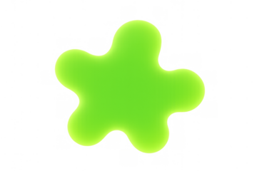 Green slime splash forming an amorphous blob, oozing liquid, abstract organic shape with transparent background