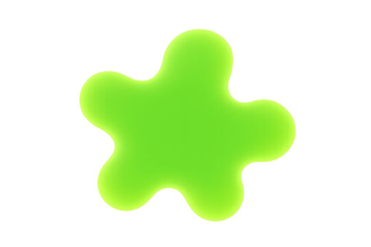 Green slime splash forming an amorphous blob, oozing liquid, abstract organic shape with transparent background
