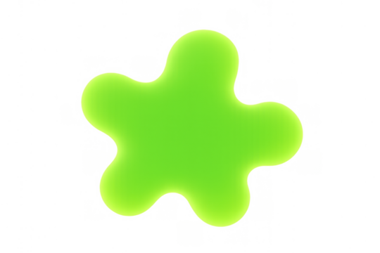 Green slime splash forming an amorphous blob, oozing liquid, abstract organic shape with transparent background