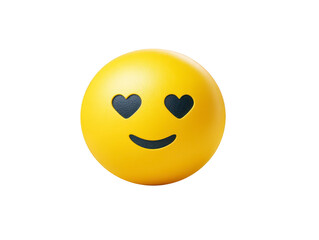 Fototapeta premium Heart eyes emoji yellow face love happiness joyful cute round isolated 3D render playful yellow round 3D heart eyes emoji with joyful and loving expression isolated transparency background