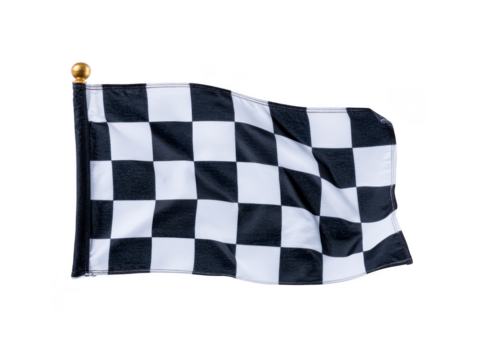 Checkered flag black and white racing competition finish line victory waving isolated sports symbol of achievement excitement event outdoor rectangular fabric classic pattern signal celebration