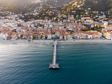View of the city of Alassio in Liguria (Italy)