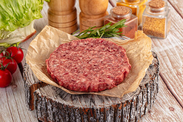 Raw beef cutlet for burger