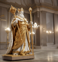 A Symbol Of Majesty, Strength And Sovereignty - A Glorious Real Life Chess King Sculpture In Elegant Luxurious Royal Attire 