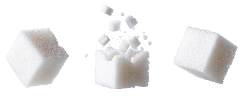 Sugar cubes, some scattered