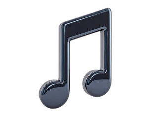 Glossy black music note icon 3D rendering isolated on transparent background modern style digital symbol shiny finish creative design joyful and artistic mood