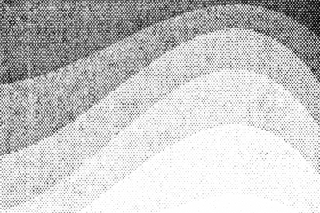 Flowing curved stripes made of halftone dots in varying densities, forming a layered gradient on a transparent background.