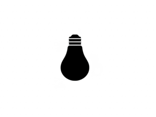 Light bulb silhouette black icon isolated on transparency background simple design minimalistic style electricity energy idea innovation creativity vector illustration