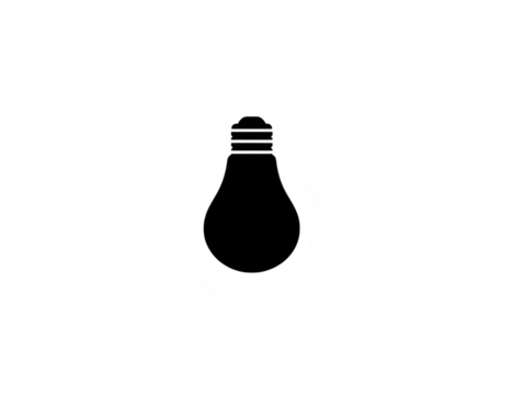 Light bulb silhouette black icon isolated on transparency background simple design minimalistic style electricity energy idea innovation creativity vector illustration
