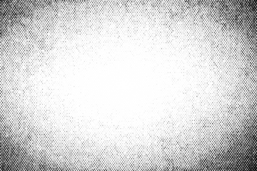 Dense halftone dot pattern forming a bold frame around a clean central fade, set on a transparent background.