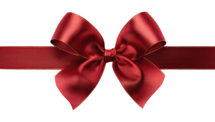 A rich crimson bow atop a wide ribbon