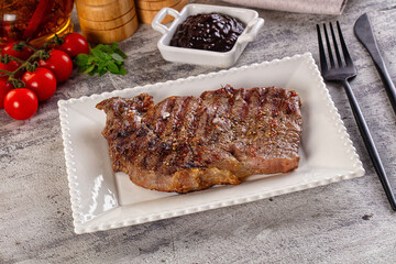 Grilled rib eye beef steak