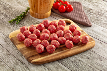 Raw beegf meatball for cooking