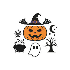 Halloween and scary pumpkin icons for motion graphics