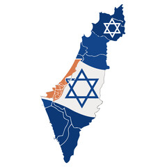 Map of Israel with Star of David symbols in blue and white  