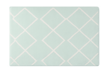 Modern mint green rug with geometric diamond pattern on transparent background