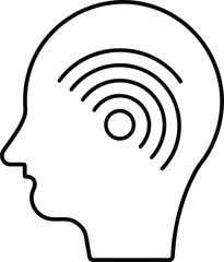 Human Head Frequency Waves Idea Communication Outline Vector Icon