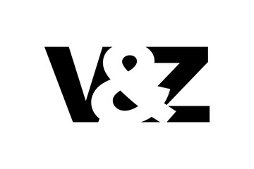 VZ logo design in bold style. Black white identity symbol. Modern typography emblem. Corporate branding icon.