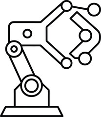Robotic Arm Outline: Automated Technology Design, Assembly Machine Illustration, Industrial Production Icon Graphic