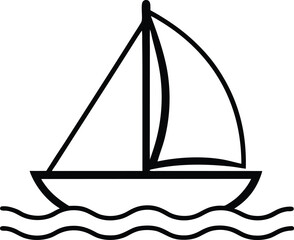 Sailboat Wave Vector: Nautical Adventure, Sea Voyage Graphic Element for Travel and Maritime Design