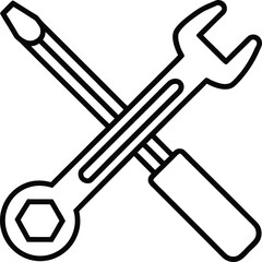 Wrench Screwdriver Toolkit Icons Crossed Vector Symbol: Repair Tools Construction Industry Engineering Mechanical Service