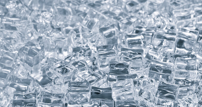 Drinking ice cubes as a cool textured background for a blue wallpaper banner page design - Powered by Adobe