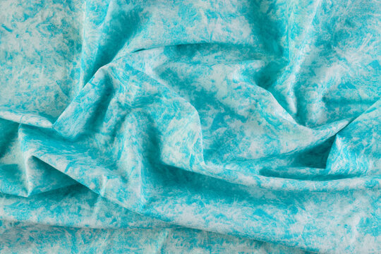 Blue Batik Style Artistic Fabric Background