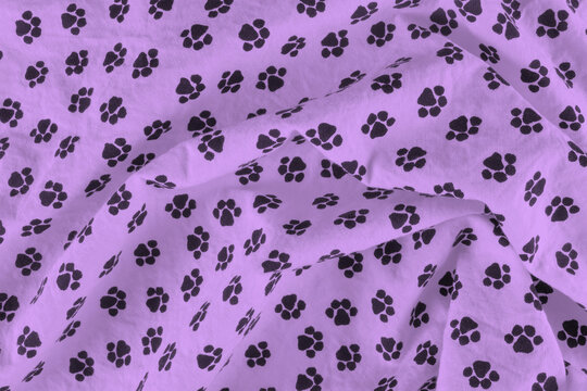 Purple blanket with white paw prints for cozy pet decor