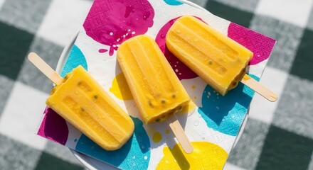Invigorating Passion Fruit Popsicles Ready To Enjoy Outdoors Under The Summer Sunlight