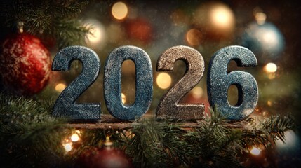 Christmas background with bold 2026 numbers