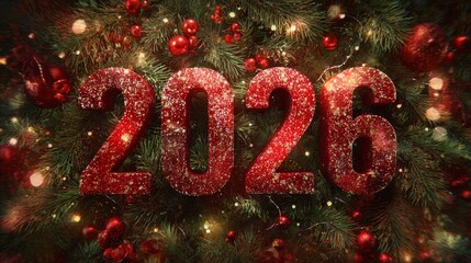 Christmas background with bold 2026 numbers
