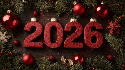 Christmas background with bold 2026 numbers