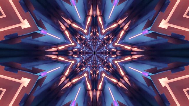 Explore a vibrant tunnel filled with dynamic shapes and colors in a seamless video loop that captivates the viewers attention