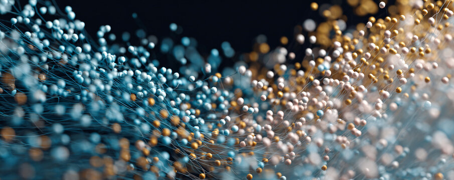 Abstract network of connecting particles representing big data and technology flow