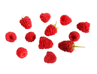 raspberries on a transparent background