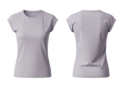 Two Views of a Pale Purple T-Shirt Front and Back Mockup