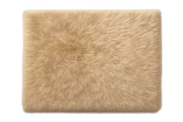 Beige furry rug square shape transparent background