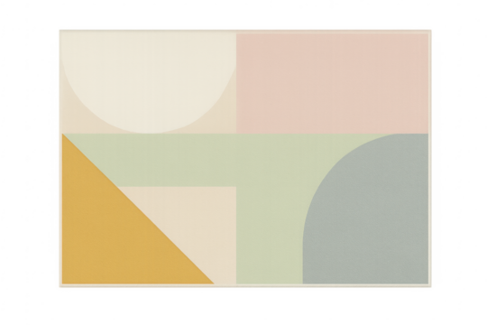 Abstract geometric composition with pastel shapes design