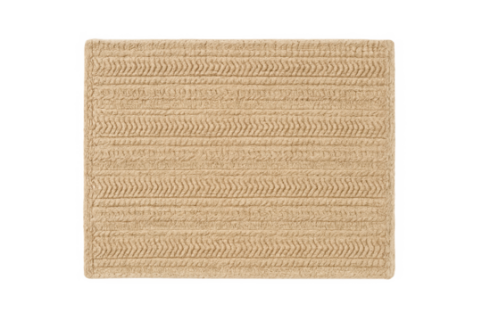 Beige textured bath rug with chevron pattern